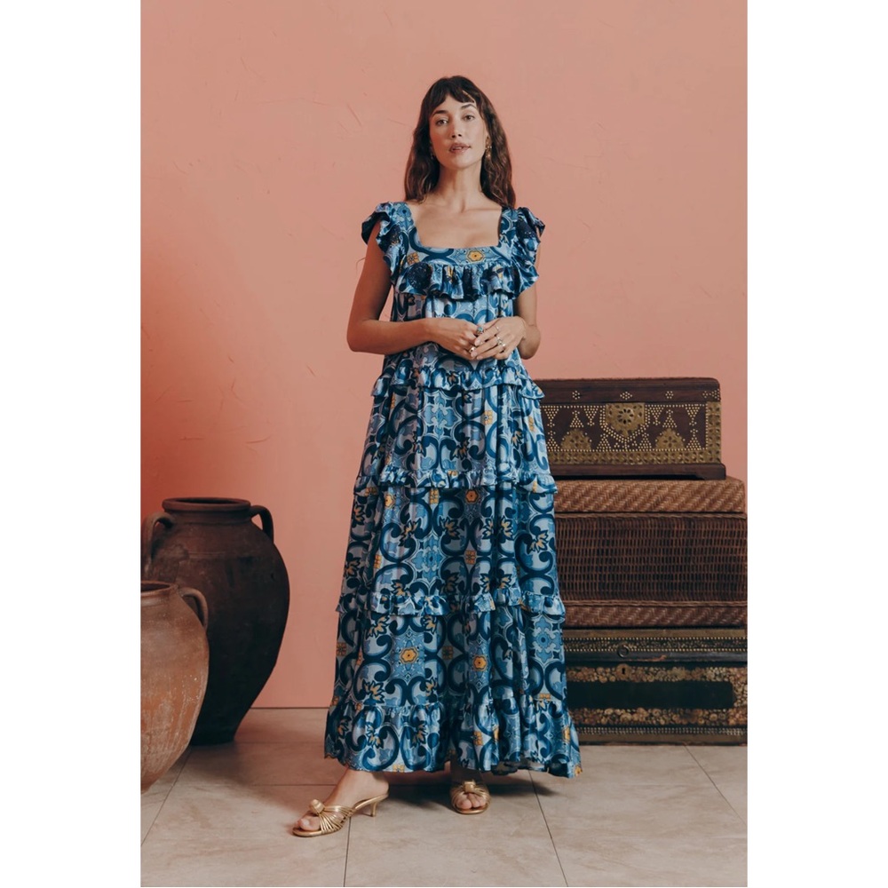 NEW Mi Golondrina Araceli Azules Azuelejos SPECIALTY LONG DRESS - Picture 4 of 16